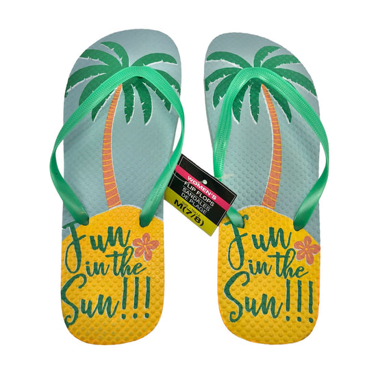 Flip Flops Fun in the Sun Womens M (7-8) NEW Beach Pool Camping Summer Fun