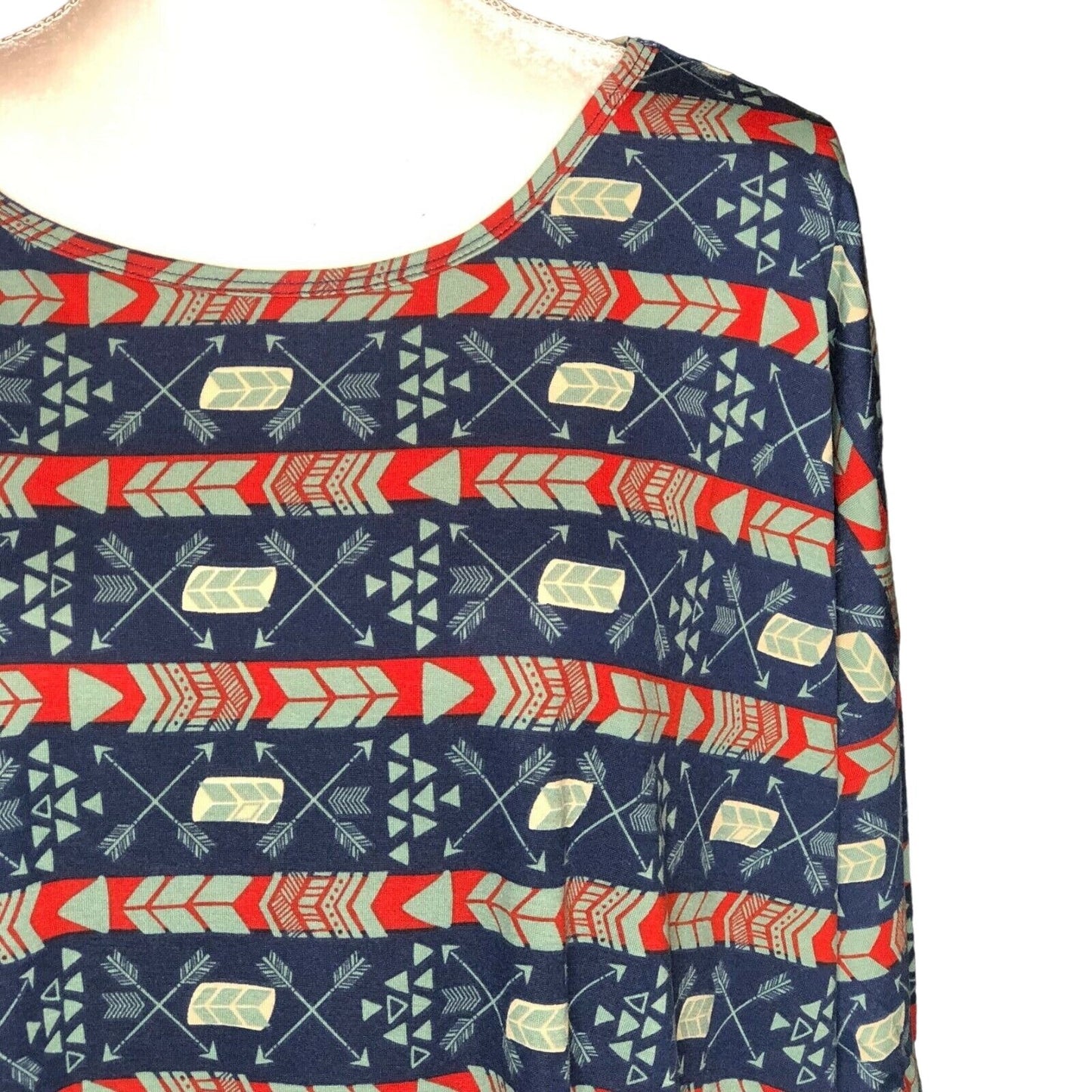 LuLaRoe RETIRED Irma Women's Size Large Blue Teal Red mid-length sleeves NWT