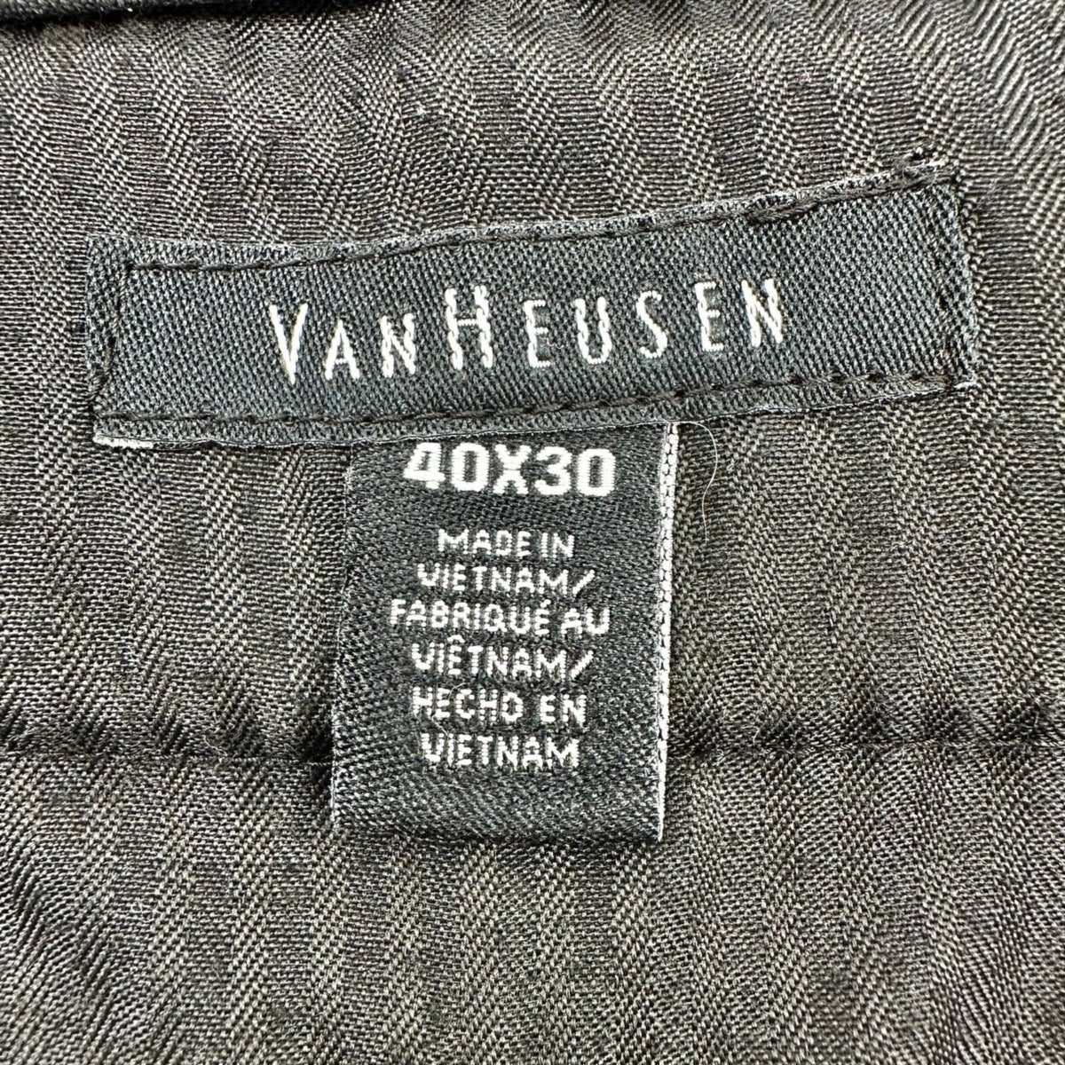Van Heusen Mens Gray Pinstripe Dress Pants 40x30 Flat Front