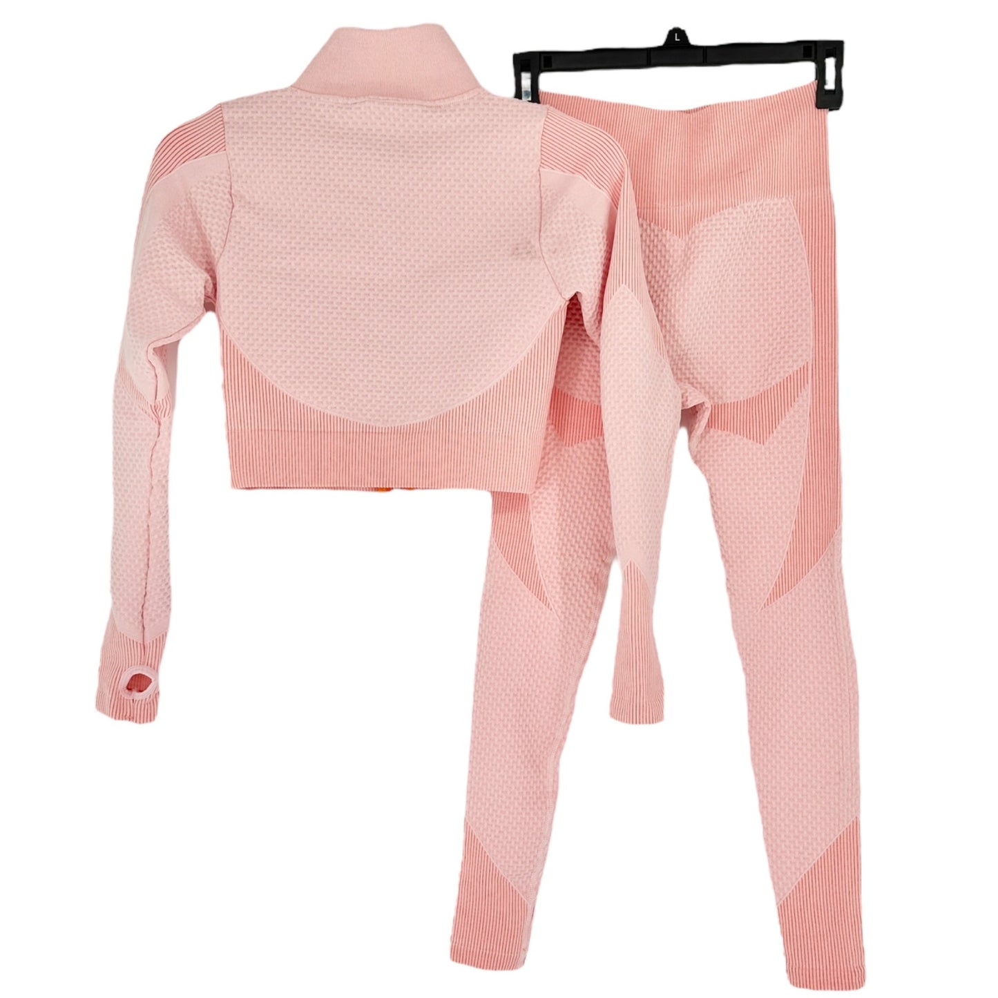 New Mix Active Set Womens Small Pink Zip Up Jacket Thumb Holes Leggings NWT