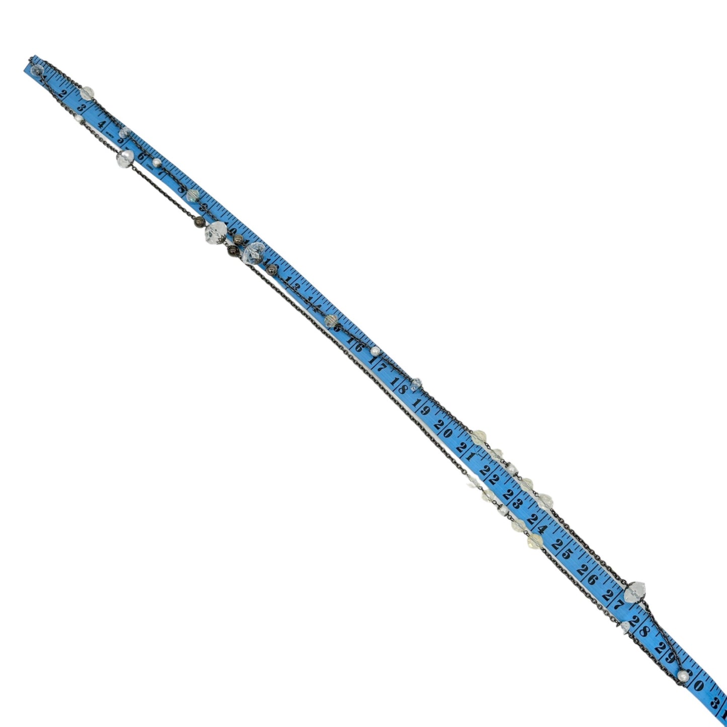 Necklace 30" Extra Long Glass & Metal Wear Multiple Ways Double Triple It