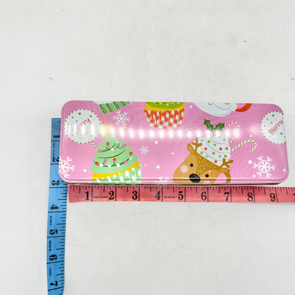 Holiday Gift Tin Pink Cupcakes Goodies Gift Giving 9 x 3