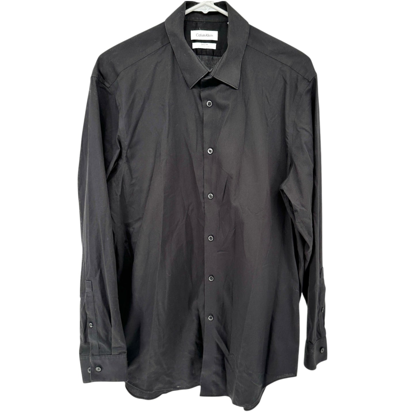 Calvin Klein Dress Shirt Mens L 16.5 Slim Fit Cotton Blend Long Sleeve 32/33