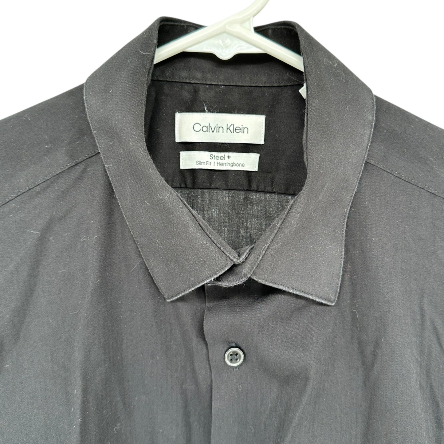 Calvin Klein Dress Shirt Mens L 16.5 Slim Fit Cotton Blend Long Sleeve 32/33