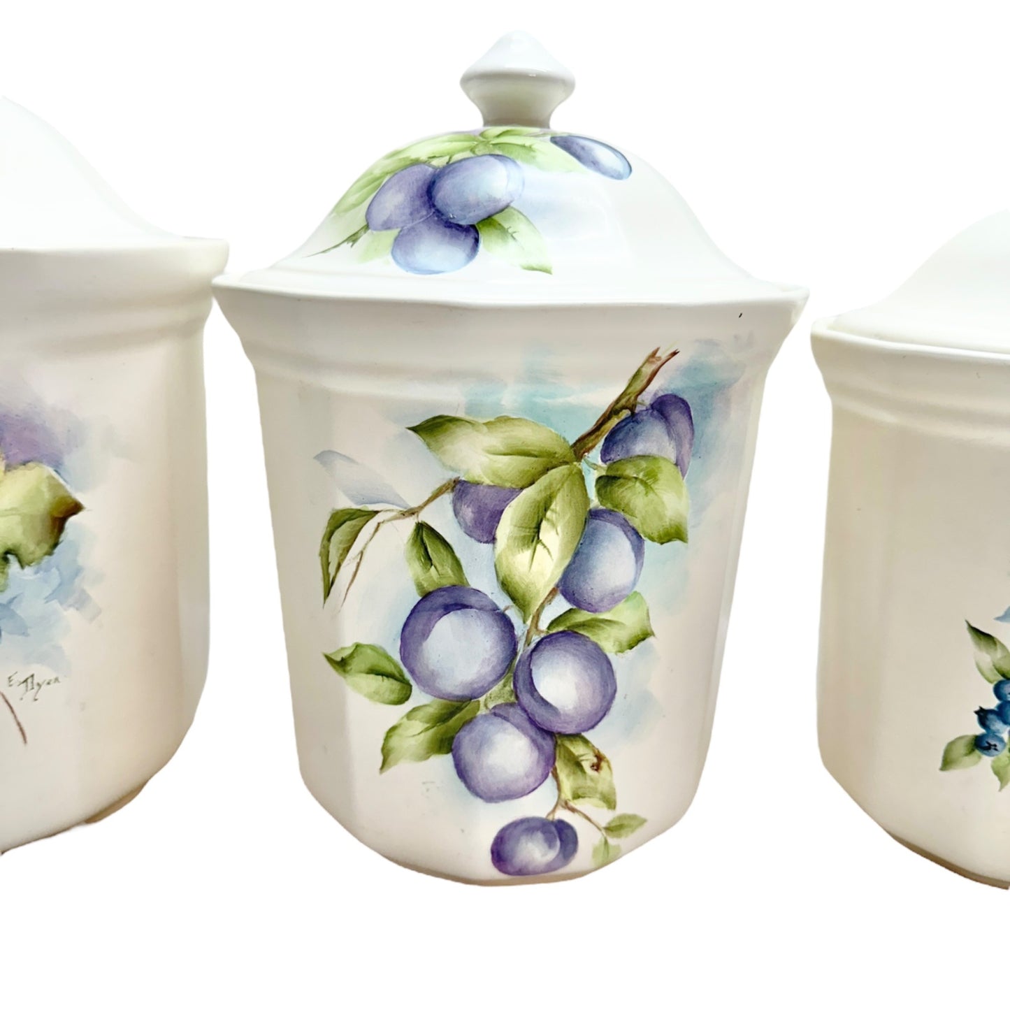 Vintage Fruit-Themed Ceramic Canister Set Of 4 By E. Dyer