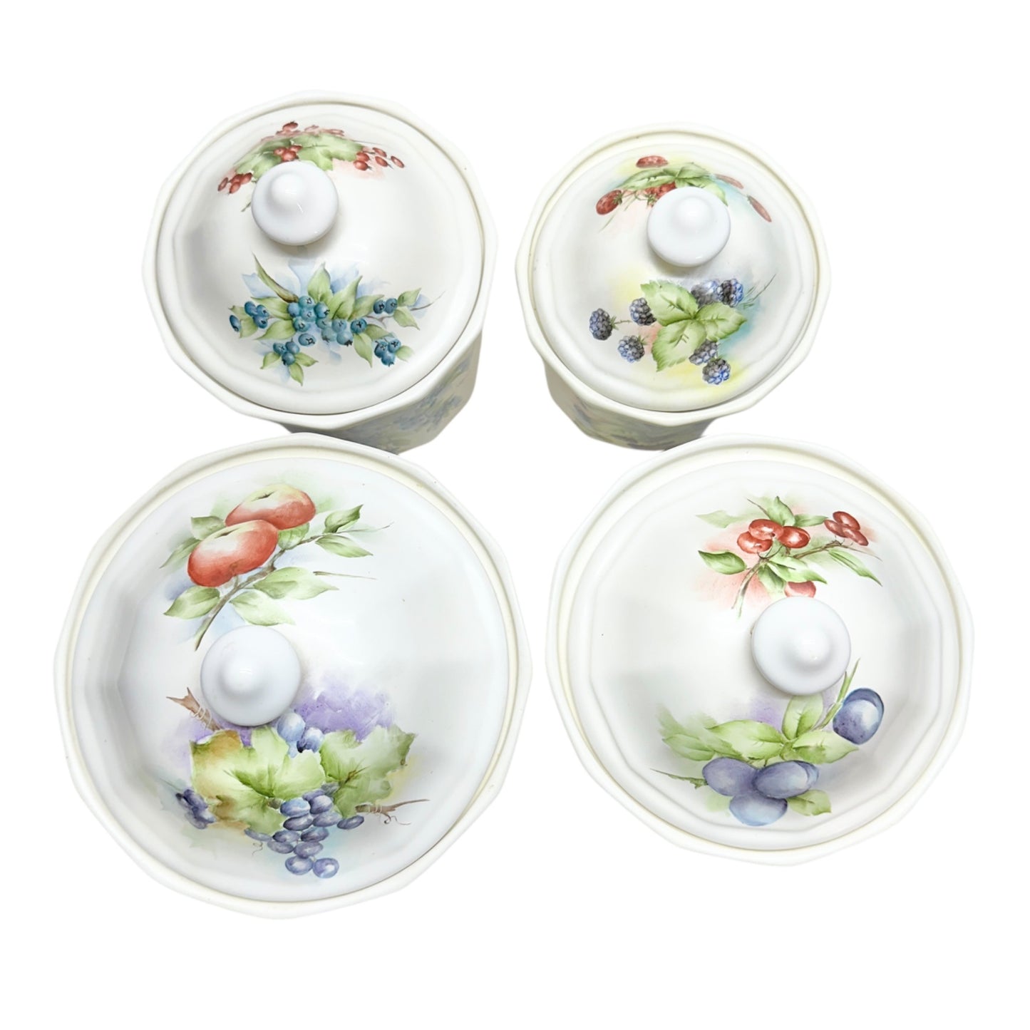 Vintage Fruit-Themed Ceramic Canister Set Of 4 By E. Dyer