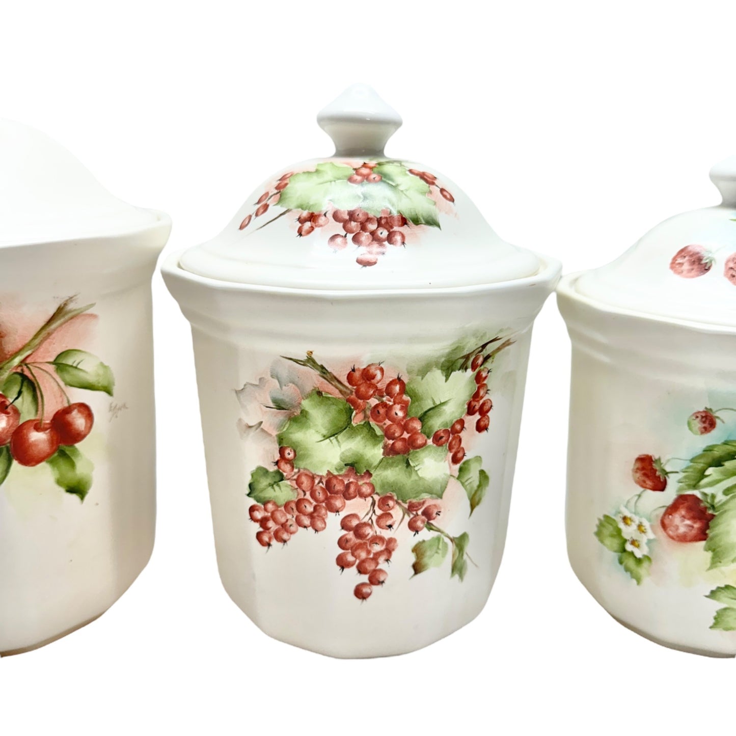 Vintage Fruit-Themed Ceramic Canister Set Of 4 By E. Dyer