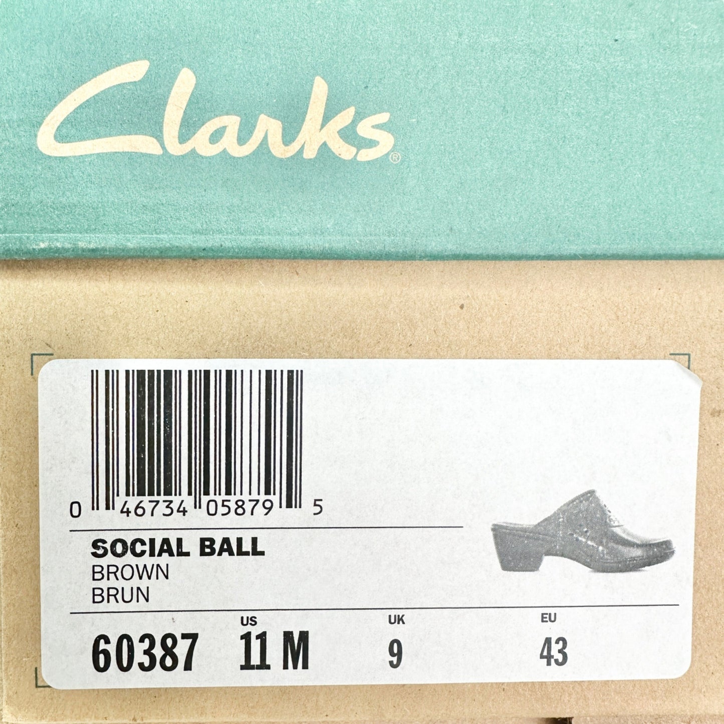 Clarks Bendables Clogs Social Ball 11M Brown Leather