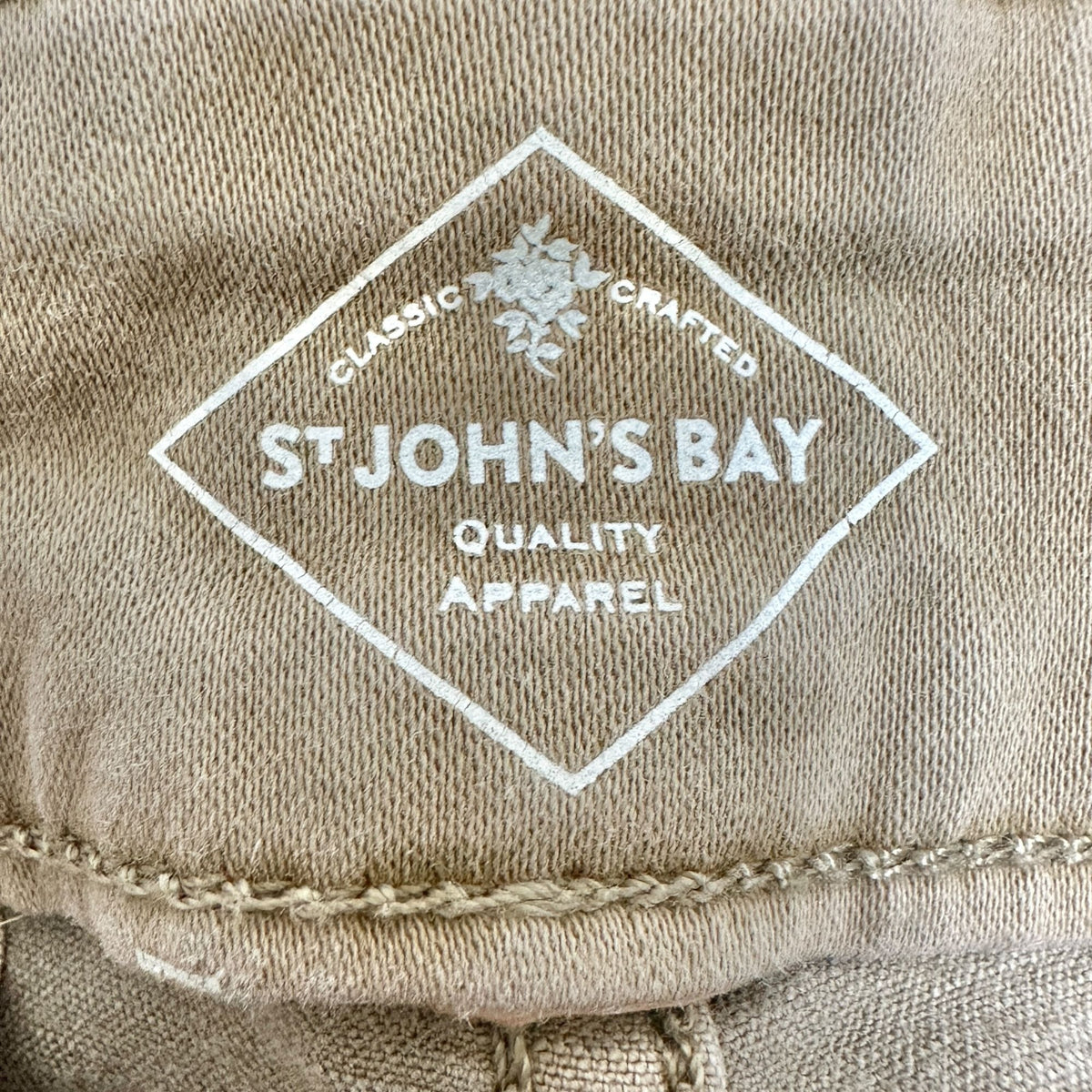 St Johns Bay Pants Womens 18P Straight Leg Beige Classic Fit Soft Stretch Fabric