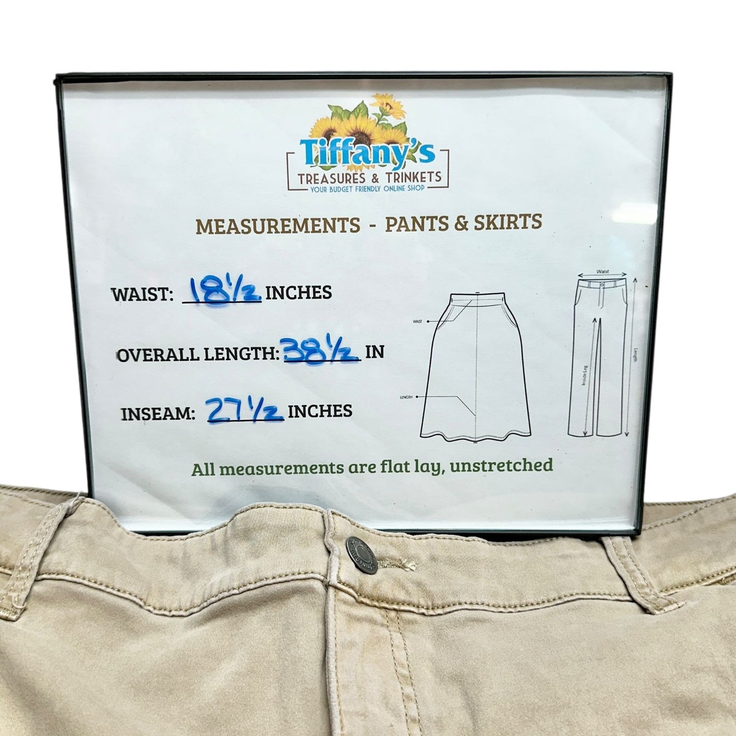 St Johns Bay Pants Womens 18P Straight Leg Beige Classic Fit Soft Stretch Fabric