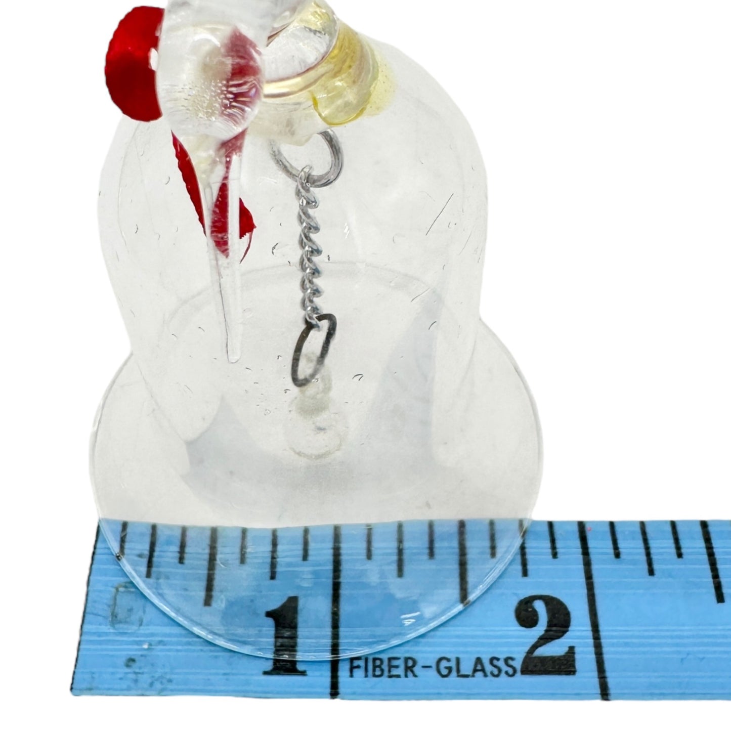 Pair of Vintage Clear Glass Bells Dove and Hummingbird with Red Bows 3.5" Tall