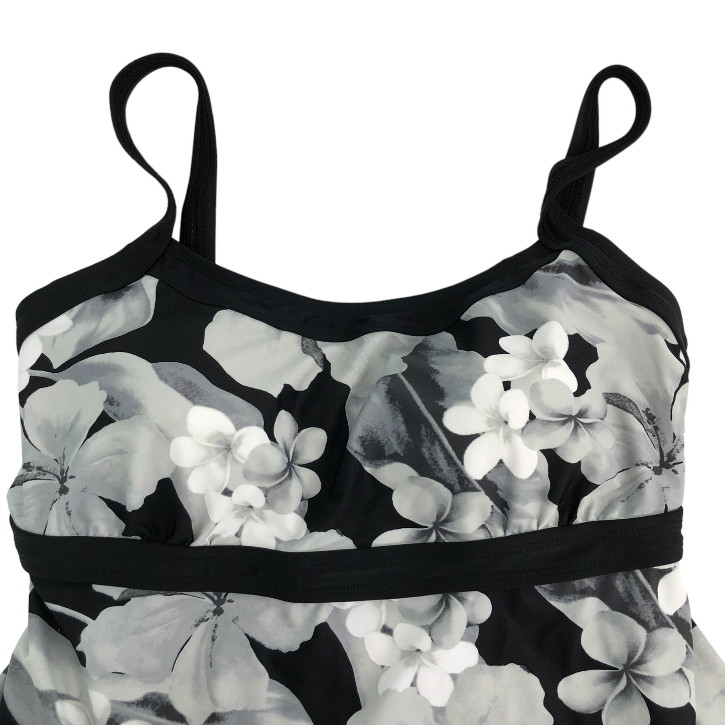 Beach Belle Casablanca swimwear top size 14 Black and Gray Floral NWT