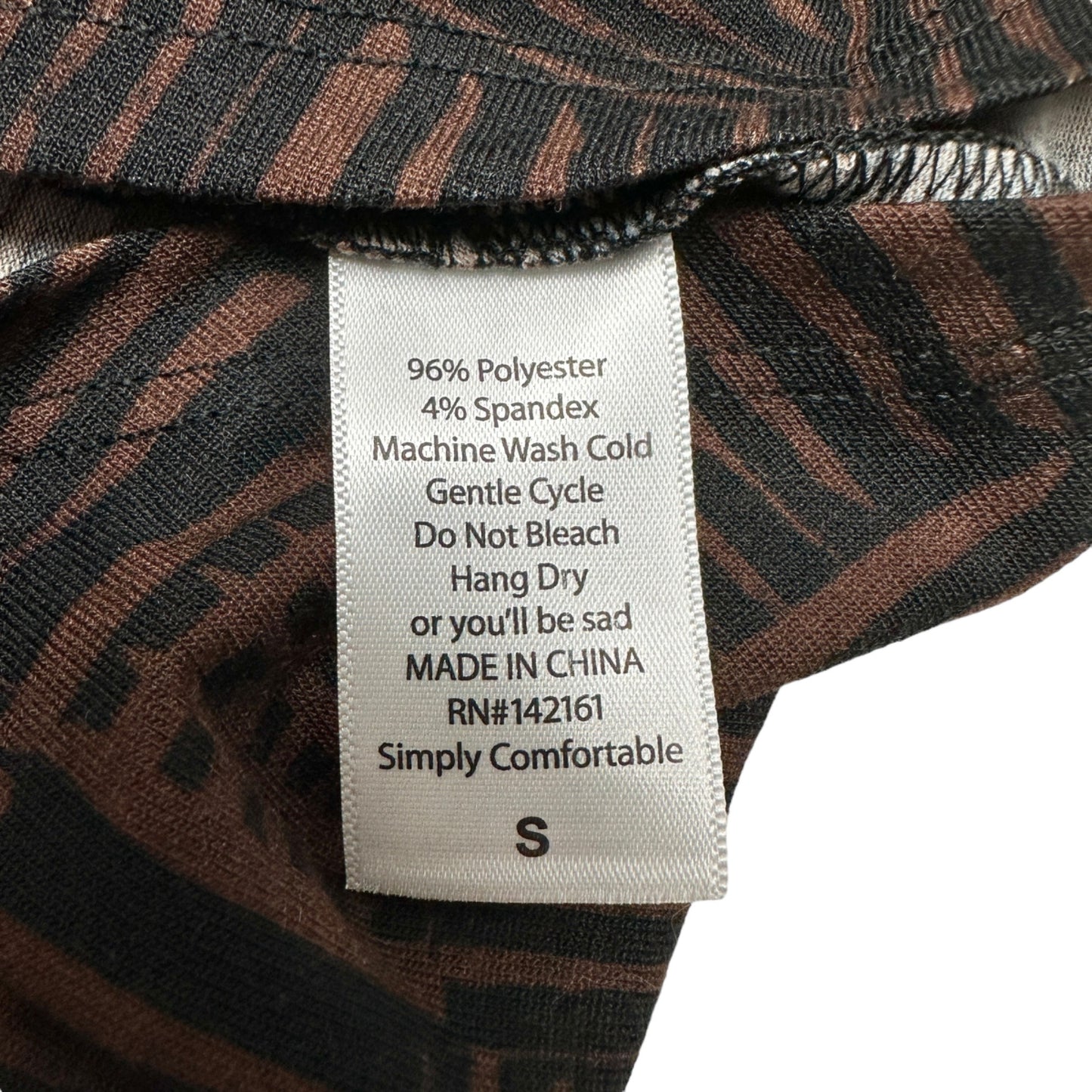 LuLaRoe Retired Carly Dress S Black Brown Print SS Hi-Low Hem NWT