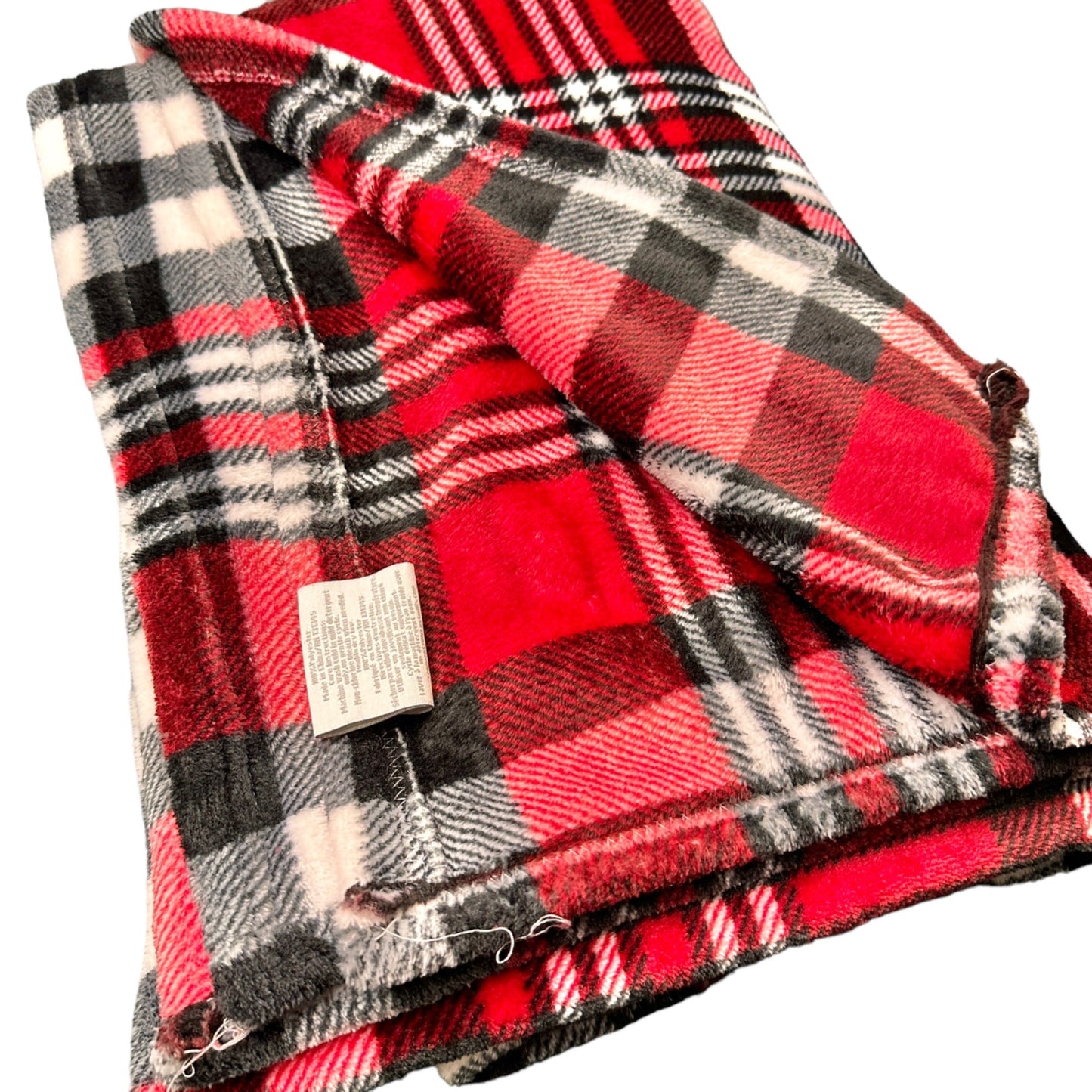 Elle Decor Throw Blanket 72x47 Red Black Plaid Deer Head Embellishment Soft