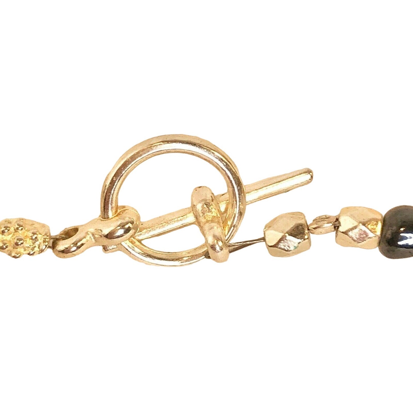 Handcrafted Beaded Necklace Black, Purple & Gold Glass Beads Simply Elegant NEW