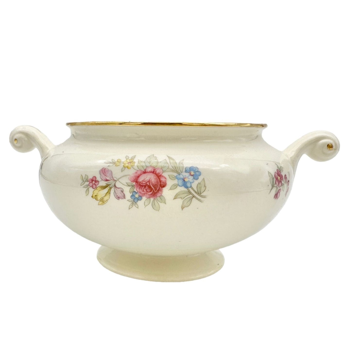 Homer Laughlin Eggshell Nautilus Sugar Bowl 6.5 inch Cream Flowers No Lid