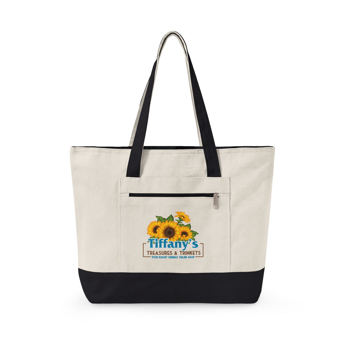 Zippered Canvas Tote Bag — Tiffany's Treasures & Trinkets Logo