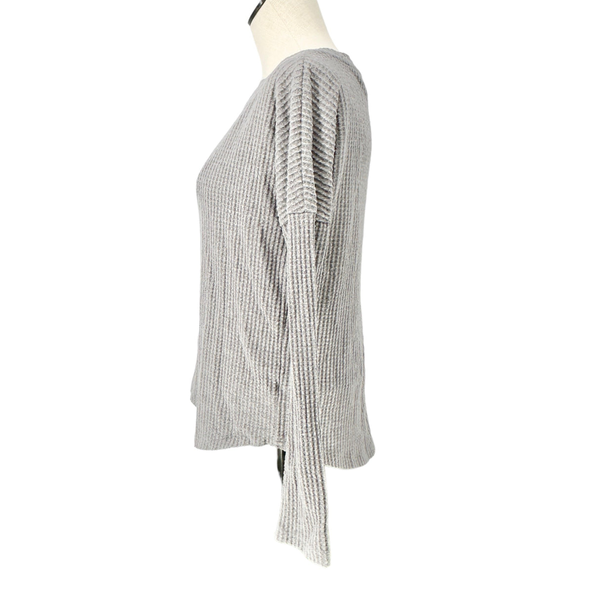 Aeropostle Perfect Waffle Tee Women's XS Gray Seriously Soft Boat Neck LS EUC