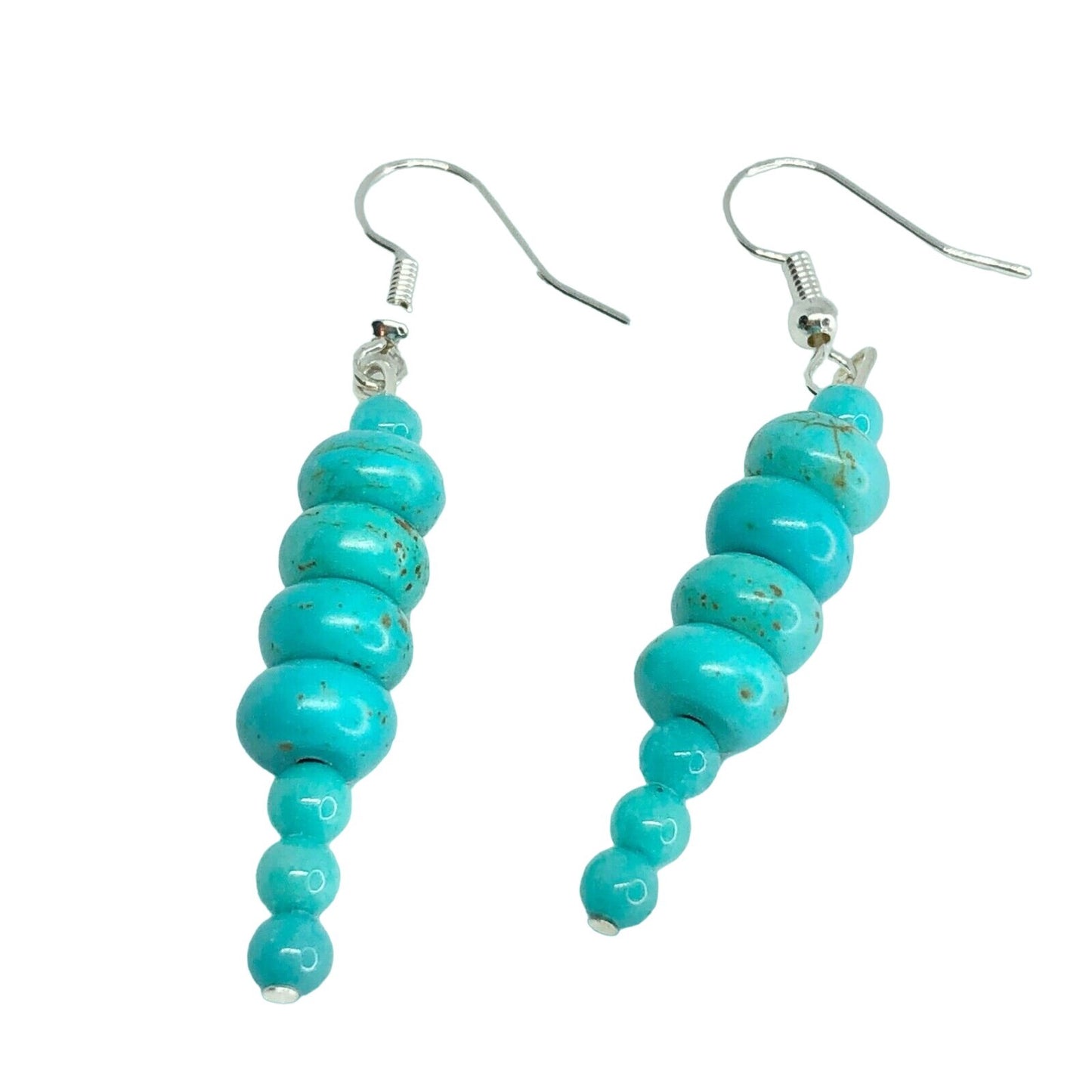 Handcrafted Beaded Drop Style Earrings Turquoise Blue Glass Beads Jewelry NEW