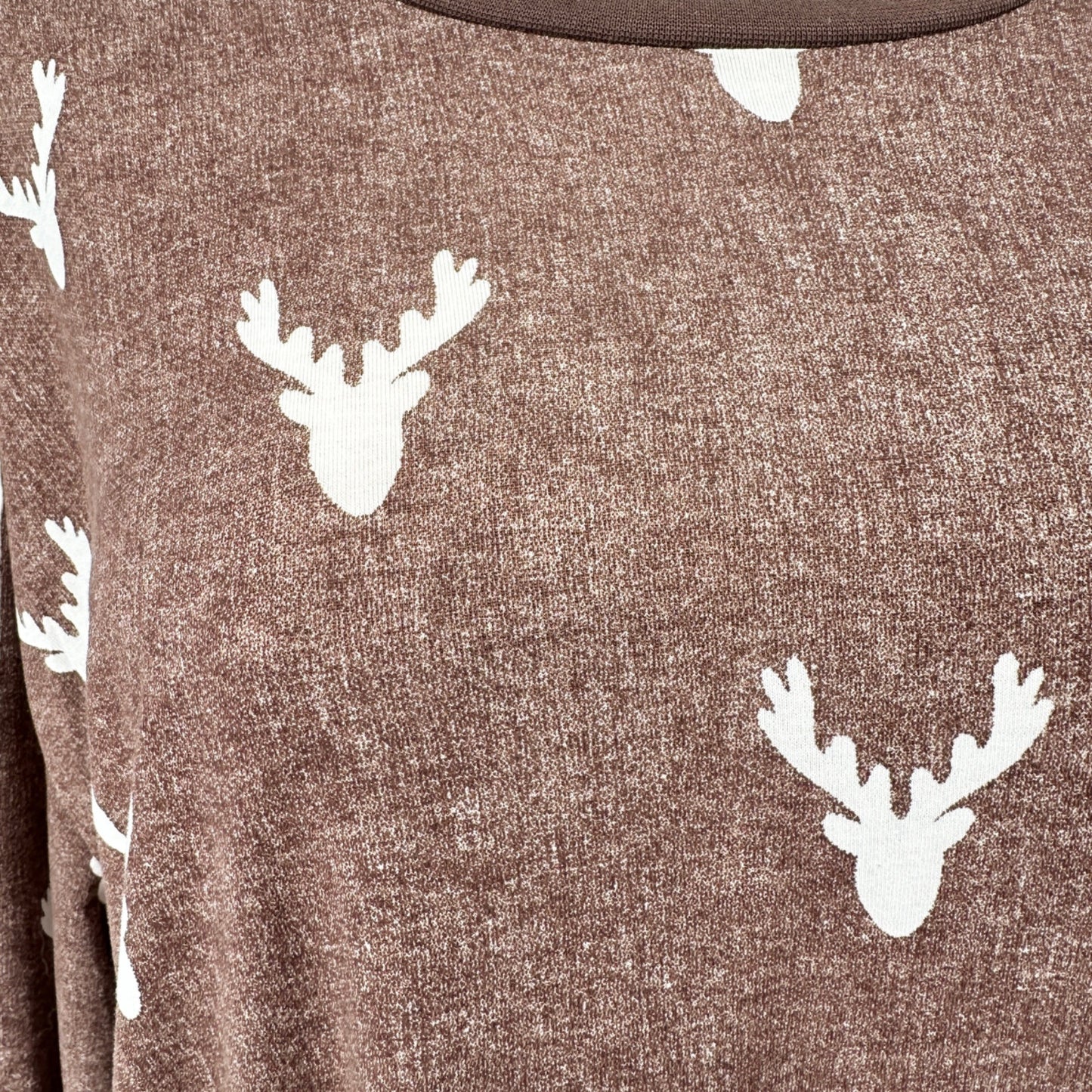 LuLaRoe Top Unisex Hudson 3XL Brown White Deer Heads LS Crew Neck Hi Low Hem EUC