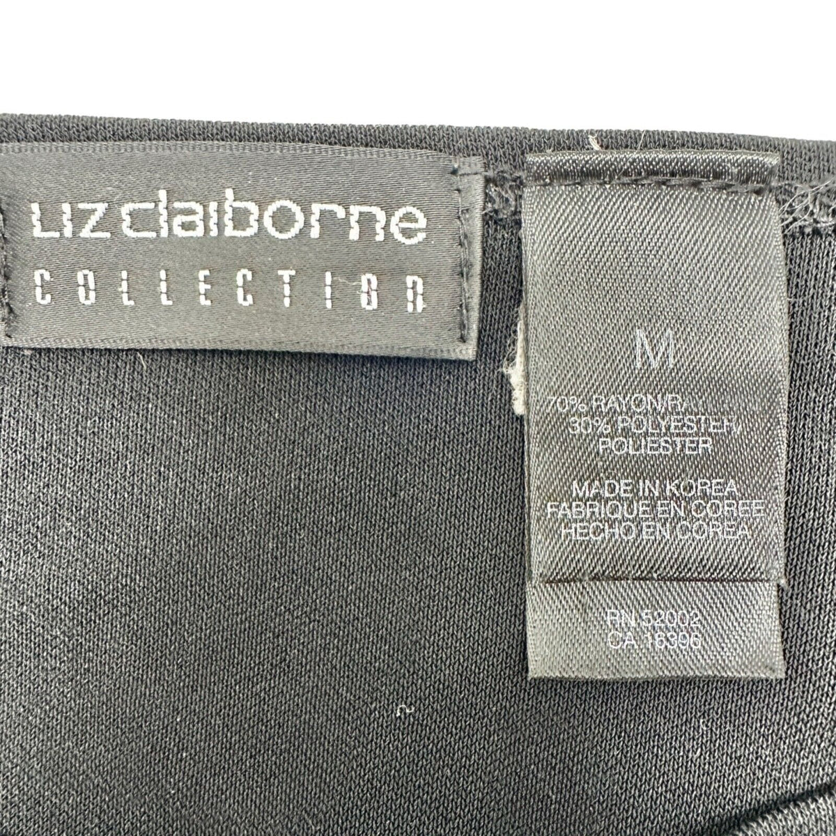 Liz Claiborne Collection Top Women's Medium Black with Black Floral Embroidery