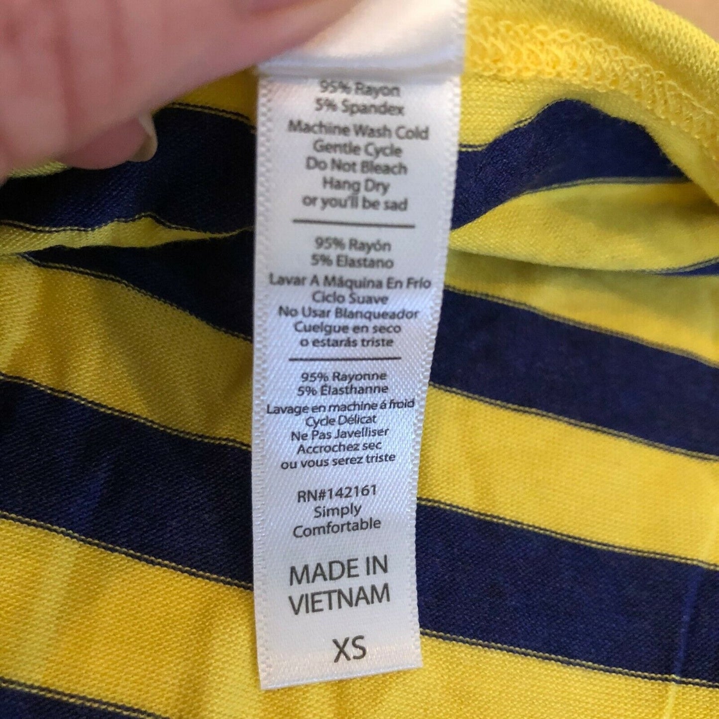 LuLaRoe Classic T Women's Extra Small Top Blue and Yellow Stripes NWT