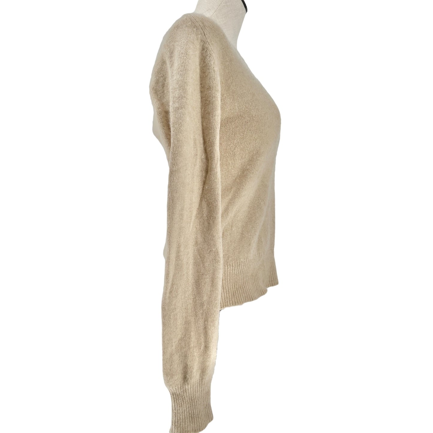 Preswick & Moore Cashmere Sweater Womens Small Camel Vneck Long Sleeve