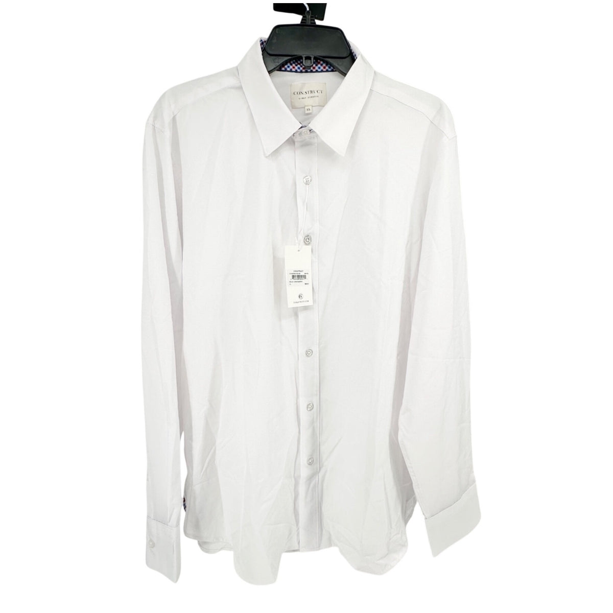 Con.Struct Mens White Long Sleeve Dress Shirt XL 4-Way Stretch Wrinkle Resistant