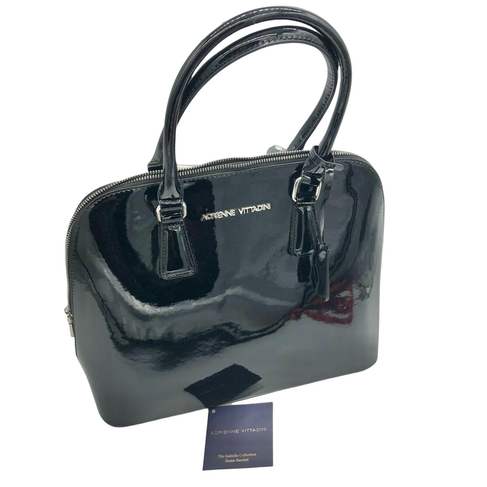adrienne vittadini backpack black leather Adrienne Vittadini Dome Satchel Black Patent Isabella Collection Matching Scarf