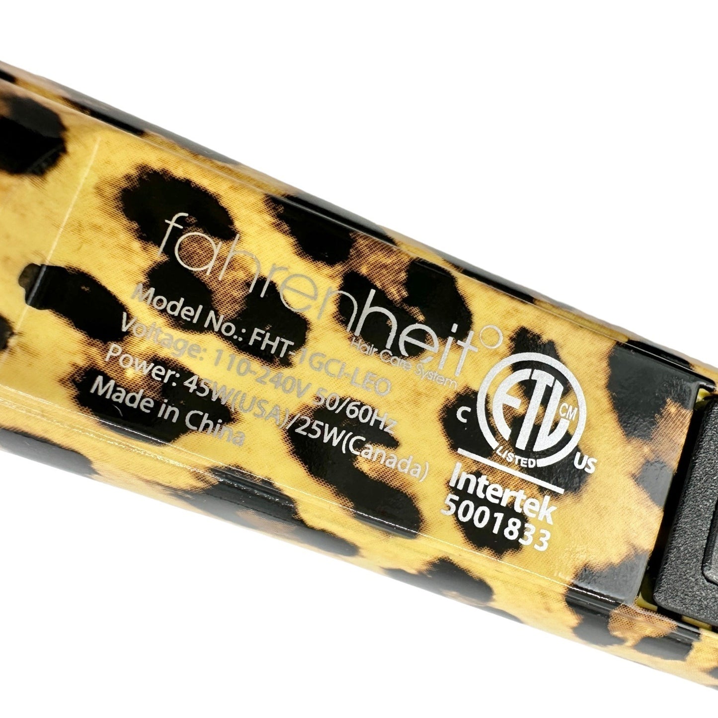 Fahrenheit Curling Wand Leopard Ceramic Barrel Tourmaline NEW open box