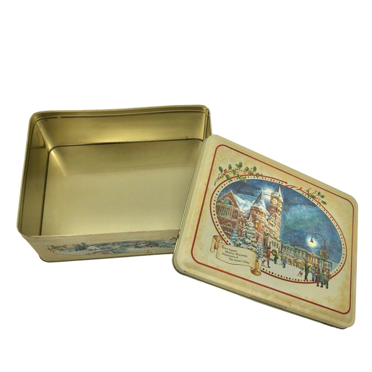 Swiss Colony Christmas Monroe Wisconsin Empty Tin Container Christmas
