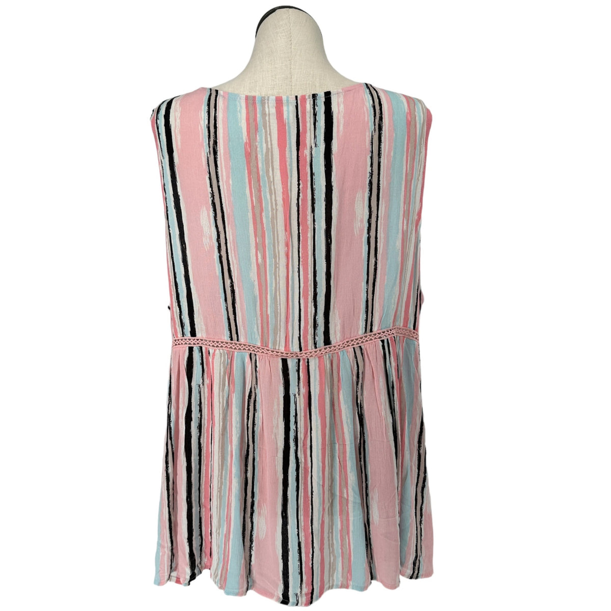 Weekend Suzanne Betro Tunic Top Womens 3X Sleeveless Striped Multicolor Boho