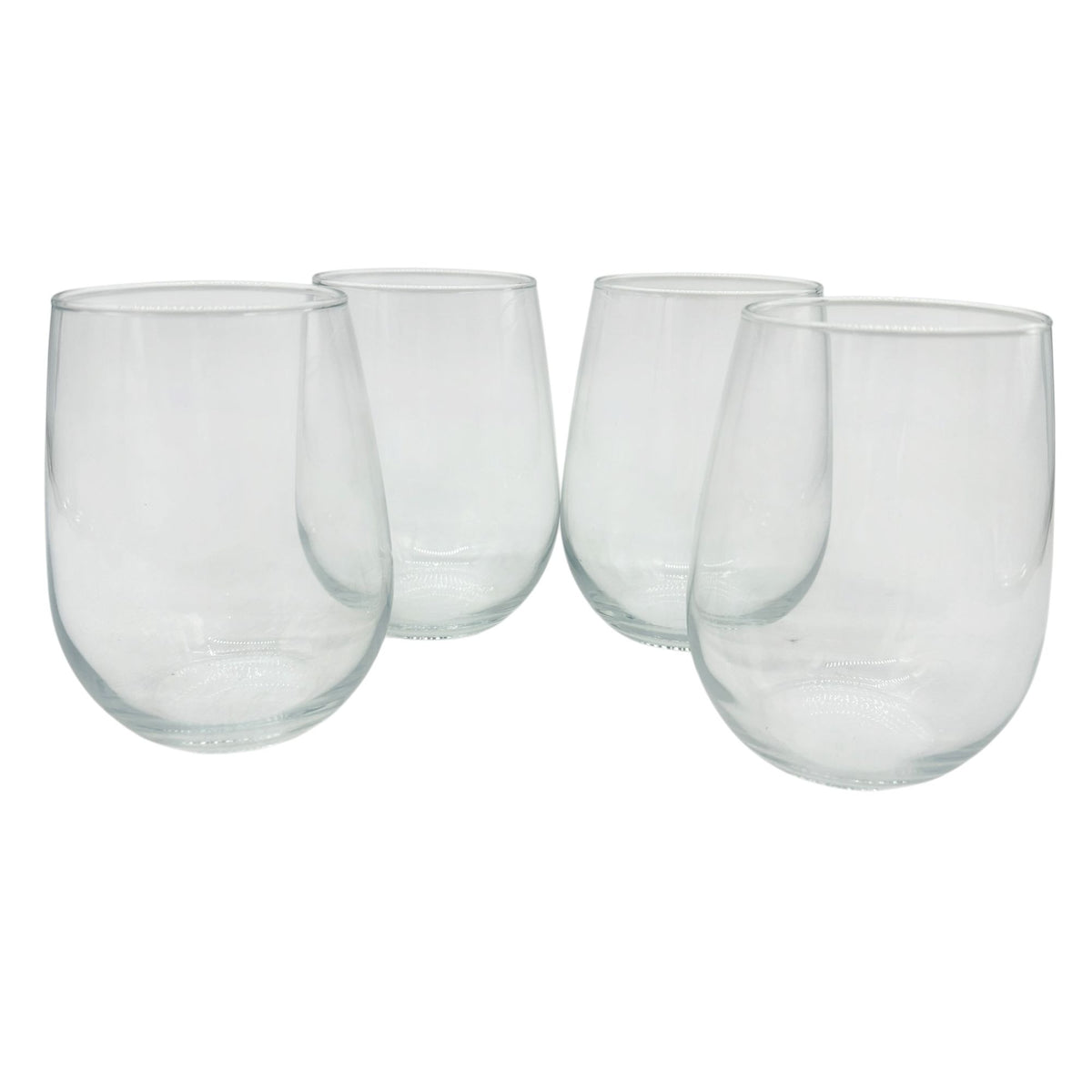 Stemless Carafe Set NIB 4 Glasses 17 Oz and 40.5 Oz Clear Glass Beverageware