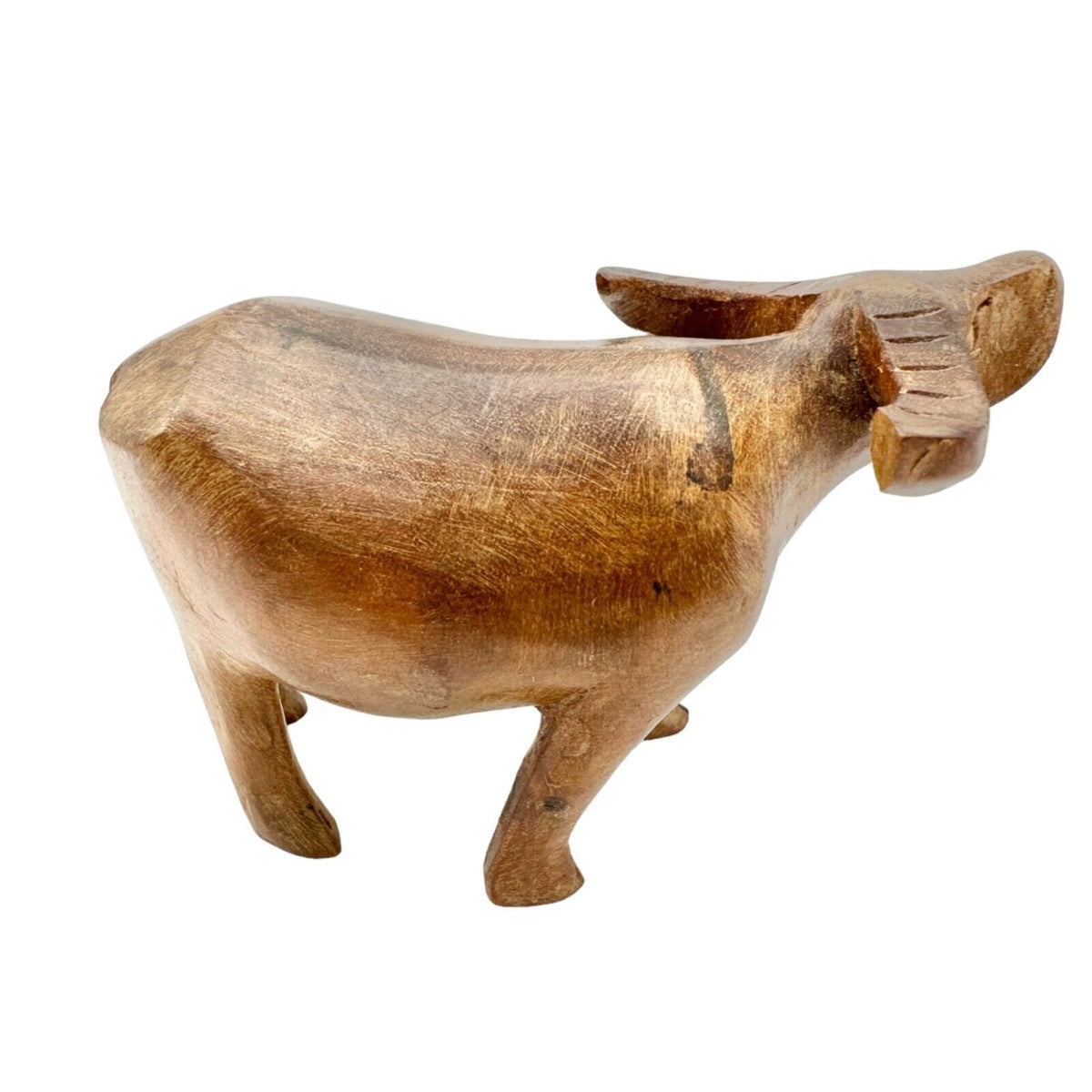 Set of 3 Wooden Animal Figures Elephant Ox Antelope Hand Carved in Kenya