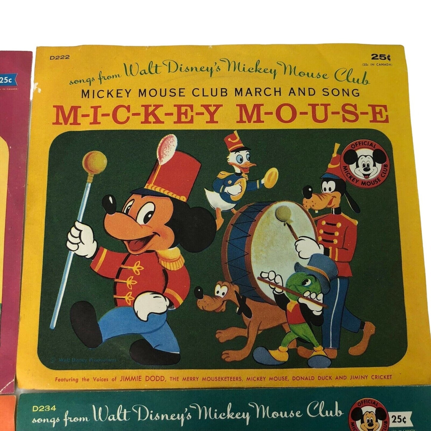 Set of 4 Disney Mickey Mouse Club Records Vintage theme song more fun