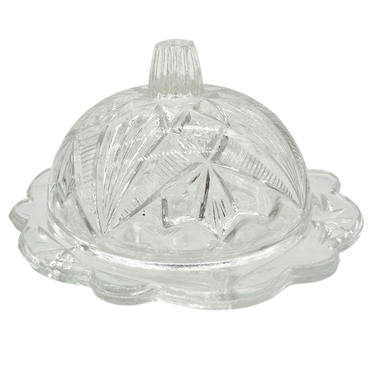 Rex Fancy Cut 4 Pc Childrens Table Set Clear EAPG Etched Glass Vtg Design 2.5"H