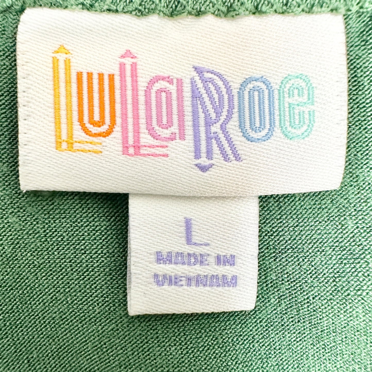 LuLaRoe Irma Top Womens L Green Relaxed Fit SS High-Low Hem Tunic Style Soft
