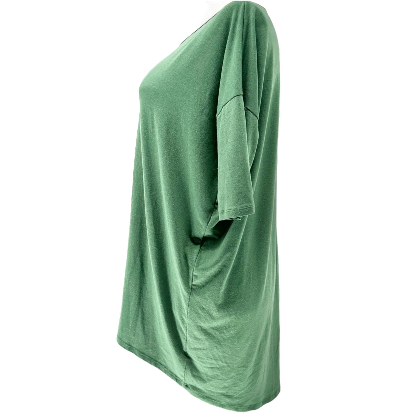 LuLaRoe Irma Top Womens L Green Relaxed Fit SS High-Low Hem Tunic Style Soft