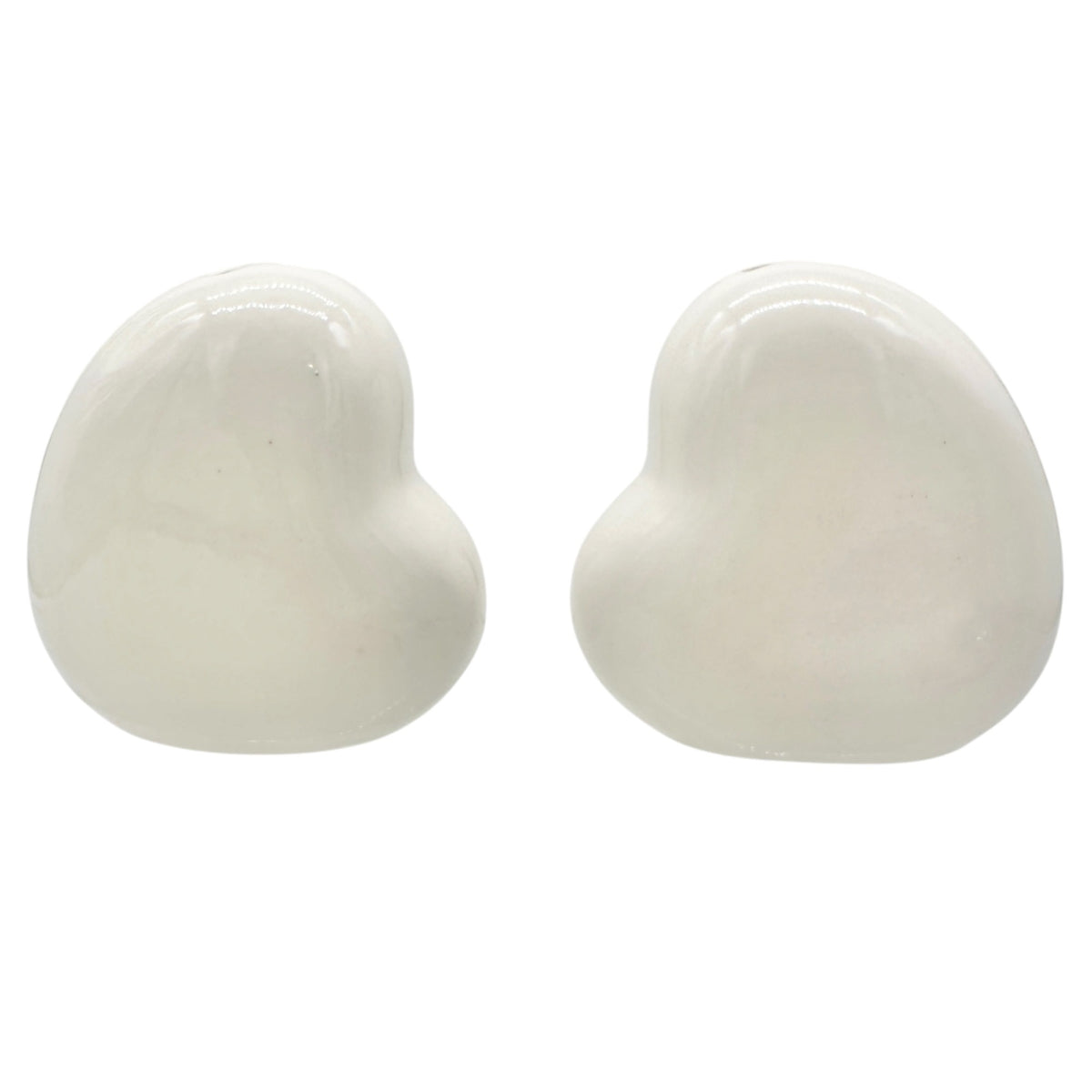 Salt and Pepper Shakers White Ceramic Hearts You & Me and Always & Forever Text