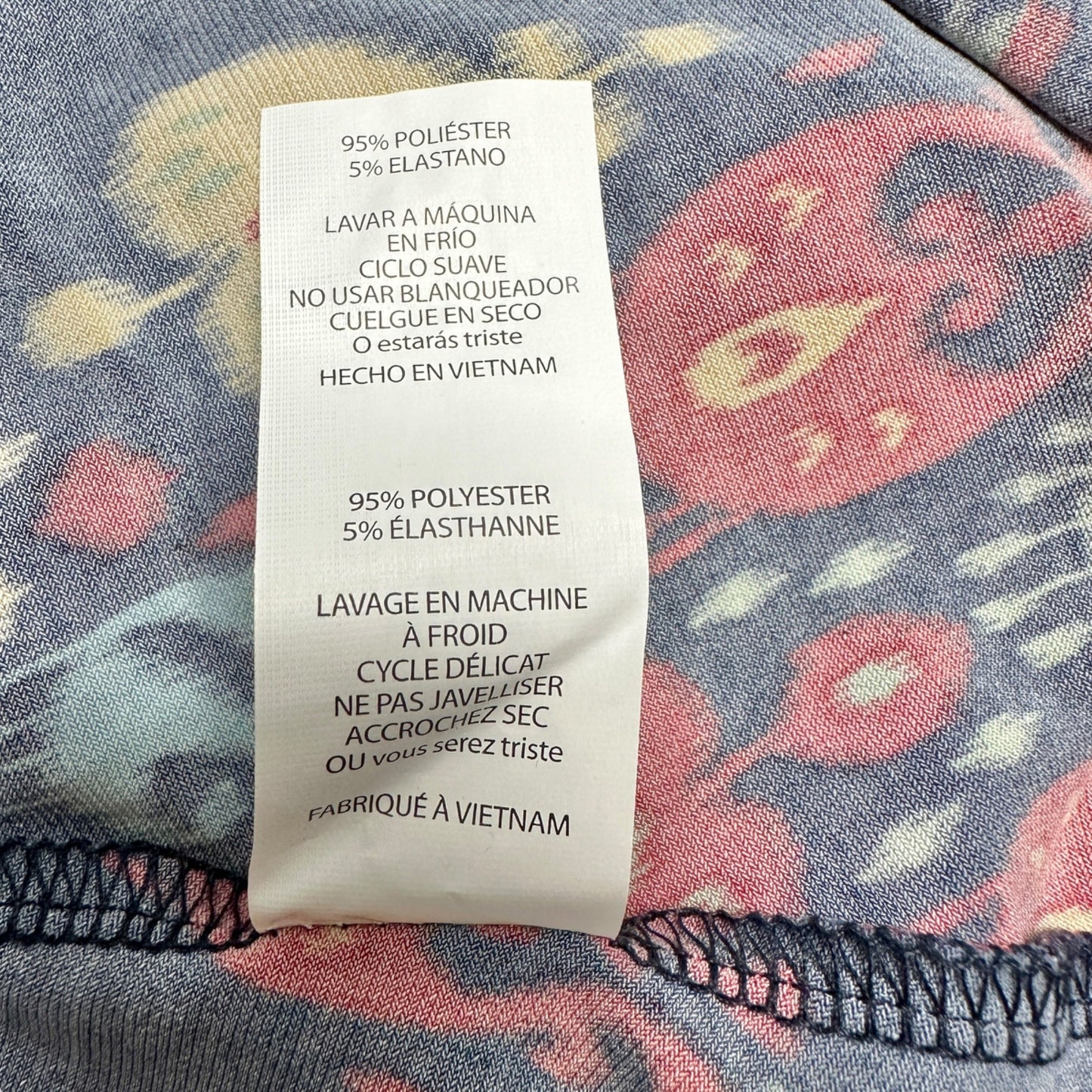 LuLaRoe Retired Carly Dress S Navy Blue Multicolor Graphic SS Hi-Low Hem NWT