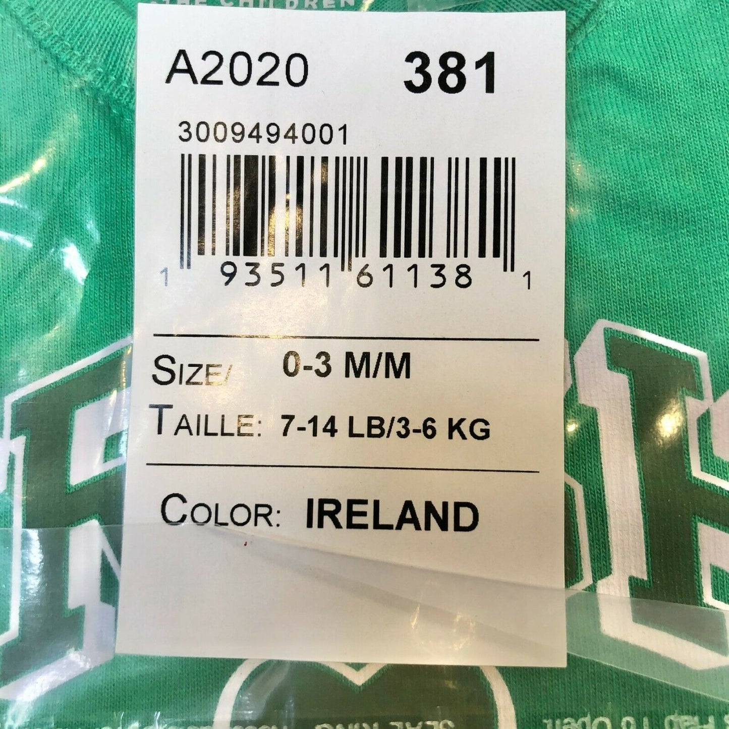 The Childrens Place Green 1pc IRISH Bodysuit 0-3M Shamrock St. Patricks Day