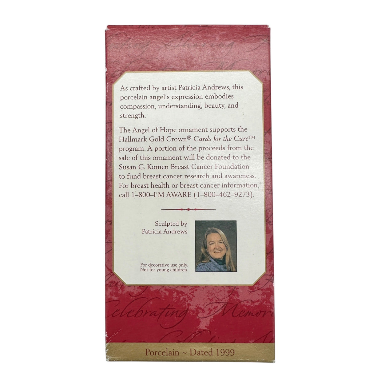 Hallmark Keepsake Angel Of Hope Ornament 1999 Porcelain P Andrews Breast Cancer