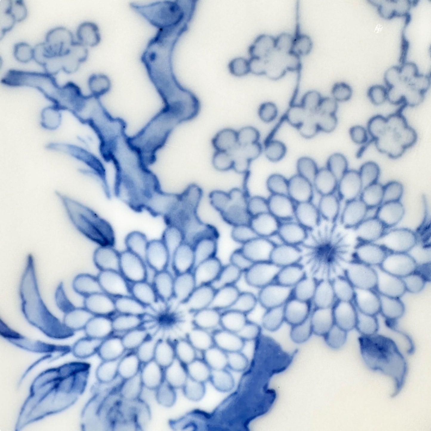 Vintage Blue White Porcelain Cheese Board Floral Design Hanging Hole Rectangular