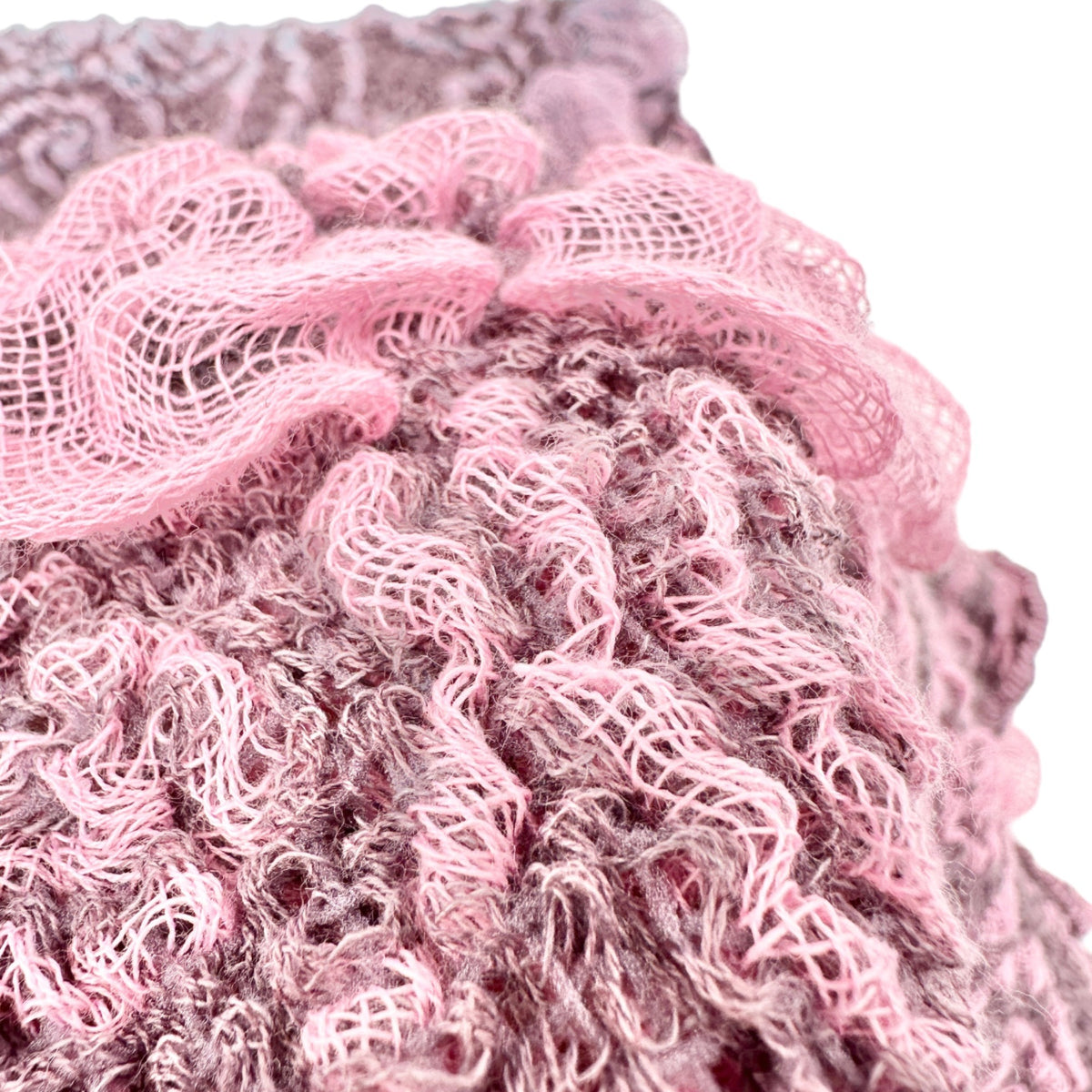 Scarf 82x13 Bamboo Fiber and Acrylic 3D Floral Effect Ombre Coloring Stretchy