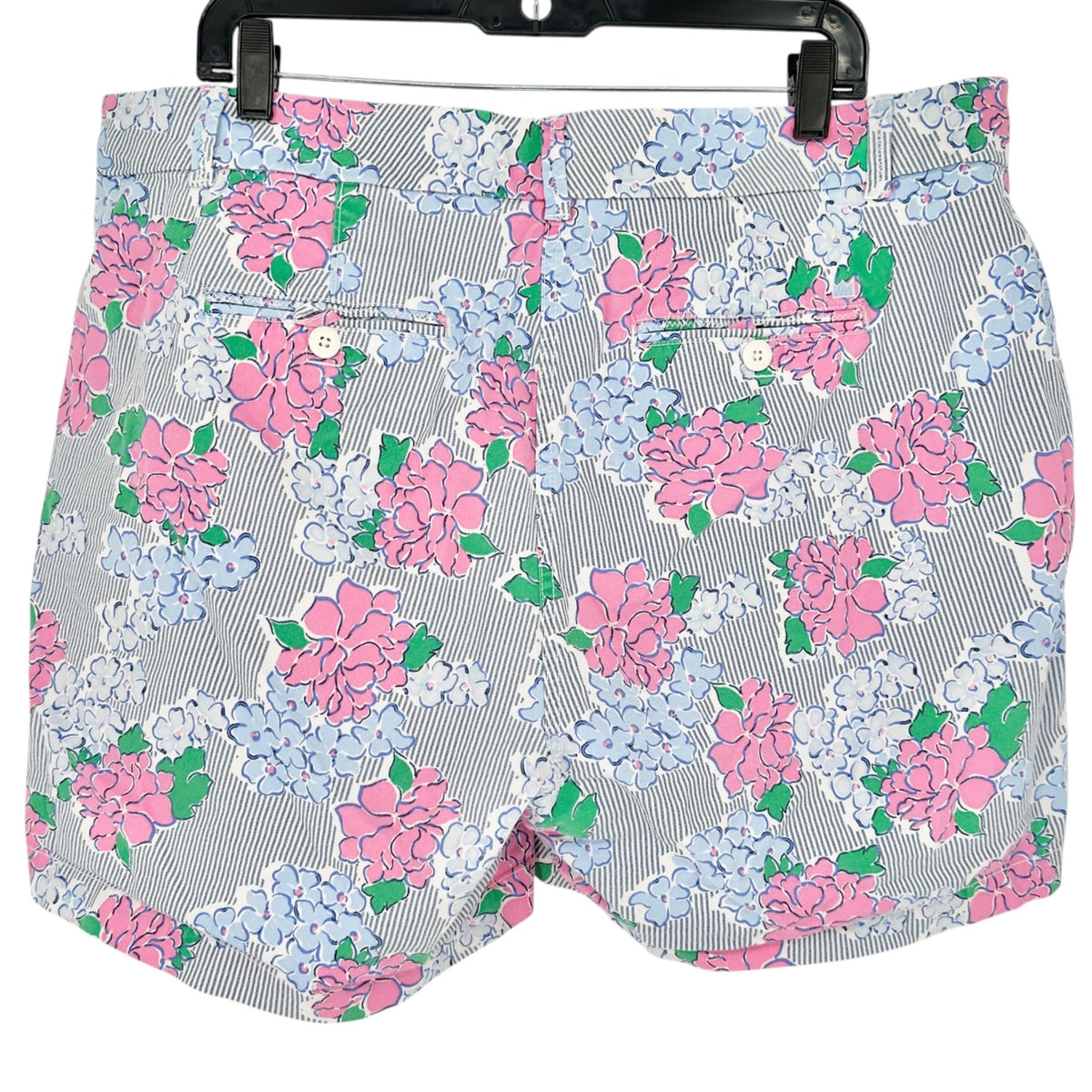 Curvy Caroline Womens Shorts 18W Pink Floral Blue Striped Print by Crown & Ivy