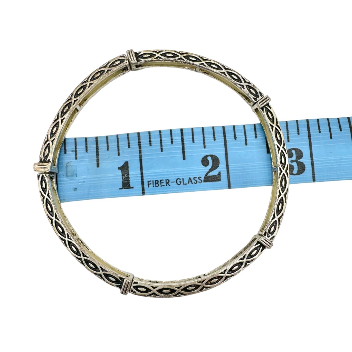 Set of 6 Bracelets Stretch Bangles Silver Celtic Look 2 ea of 3 Patterns NWOT