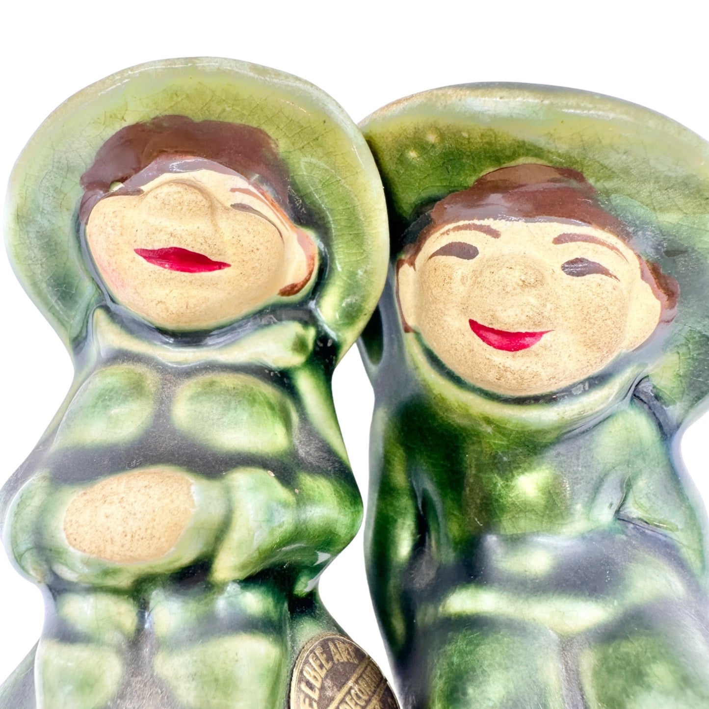Elbee Art Vtg Salt & Pepper Shakers Set Pixie Elf Pottery Cleveland OH
