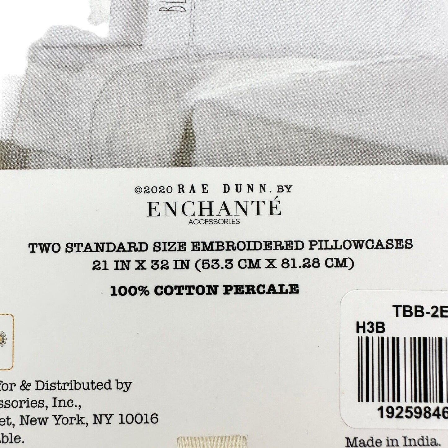 Rae Dunn by Enchante Two BLESSED Embroidered Pillowcases Standard Size 21x32 NWT