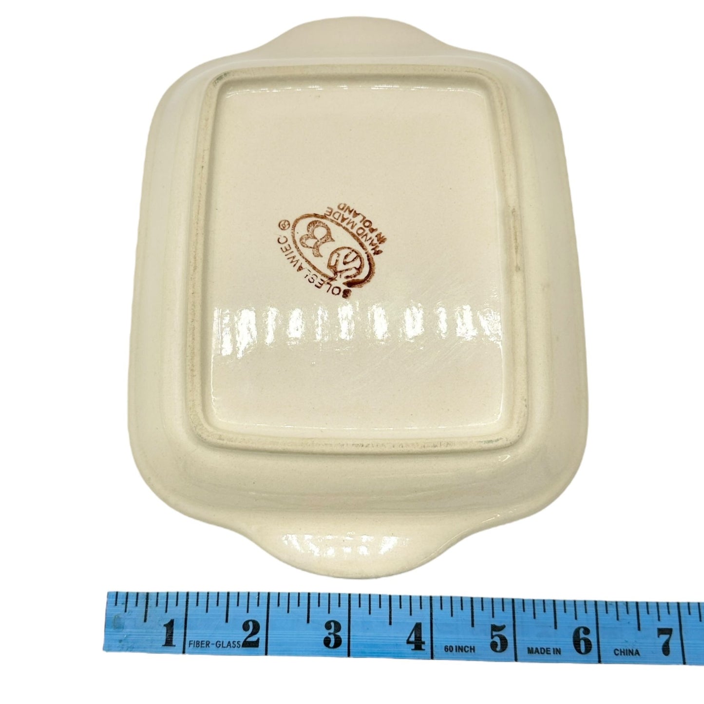 Handmade Boleslawiec Polish Pottery Butter Dish w Lid Blue+White Pattern 8.5 x 6