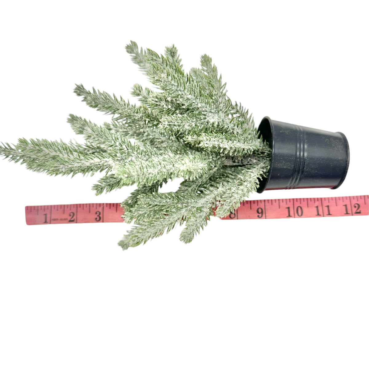 Frosted Miniature Pine Tree In Black Pot Artificial Winter Decor 12"H Christmas